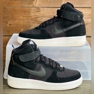 Size 7.5- Nike Air Force 1 High’s Men’s Black/White Suede